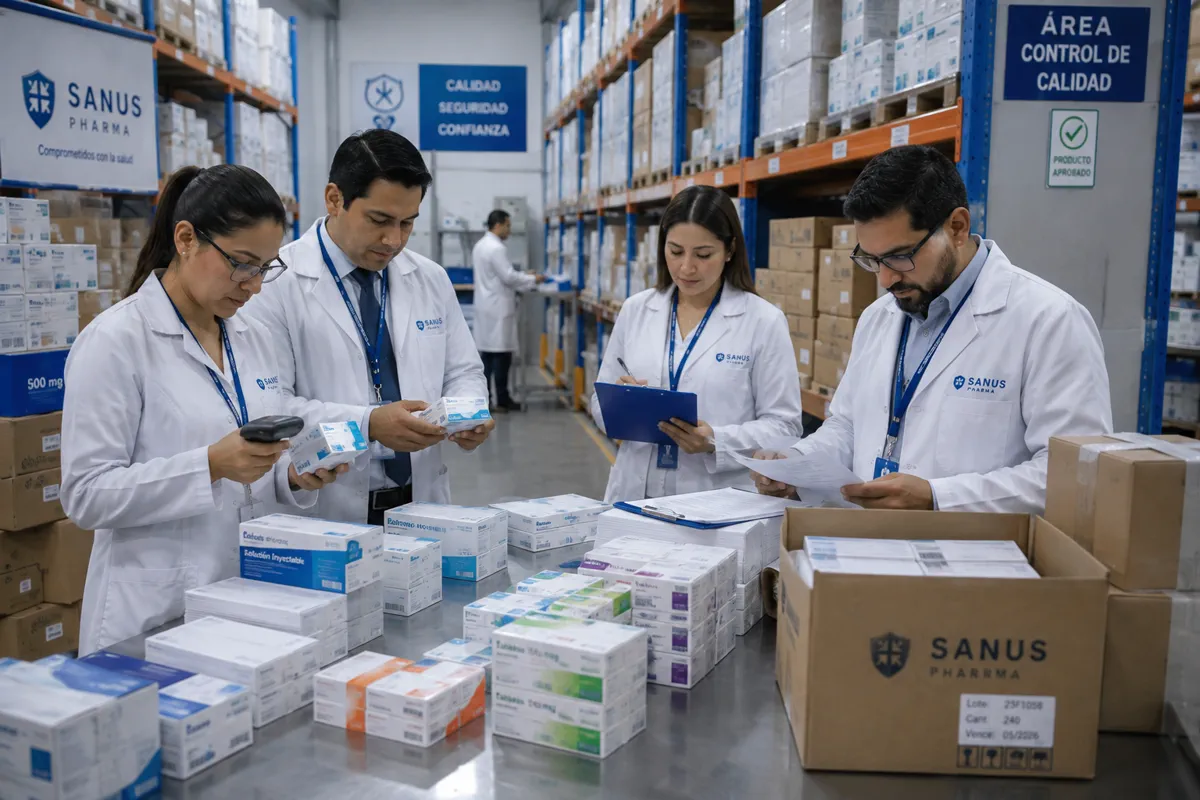 Equipo de Sanus Pharma en el área de control de calidad